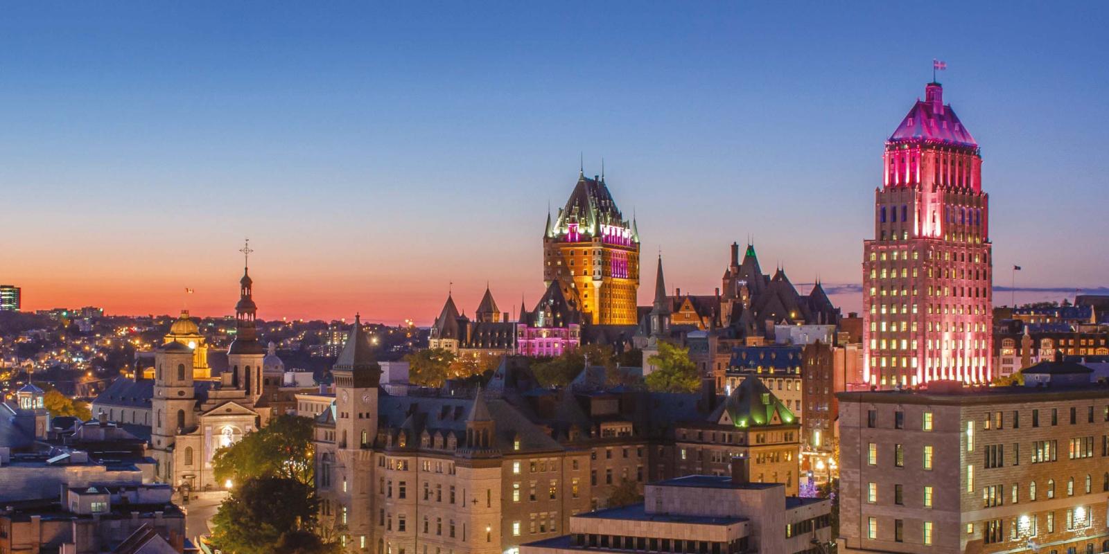 Québec City skyline at dusk